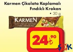 KARMEN ÇİKOLATA KAPLAMALI FINDIKLI KROKAN 30 G